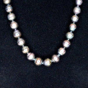 GENUINE HONORA 14k BLACK CULTURED FRESHWATER "RINGED" PEARLS NECKLACE